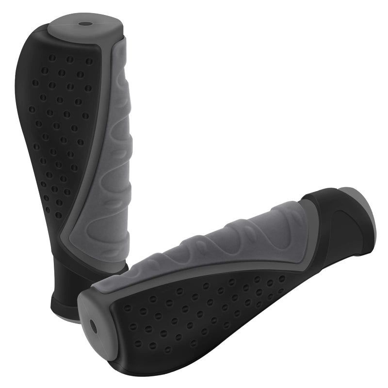 TRELC Antislip Bicycle Handlebars Grips Protector for Bicycle/Mountain Bike/Road Bike/Folding Bike (Black+Grey) - Image 1